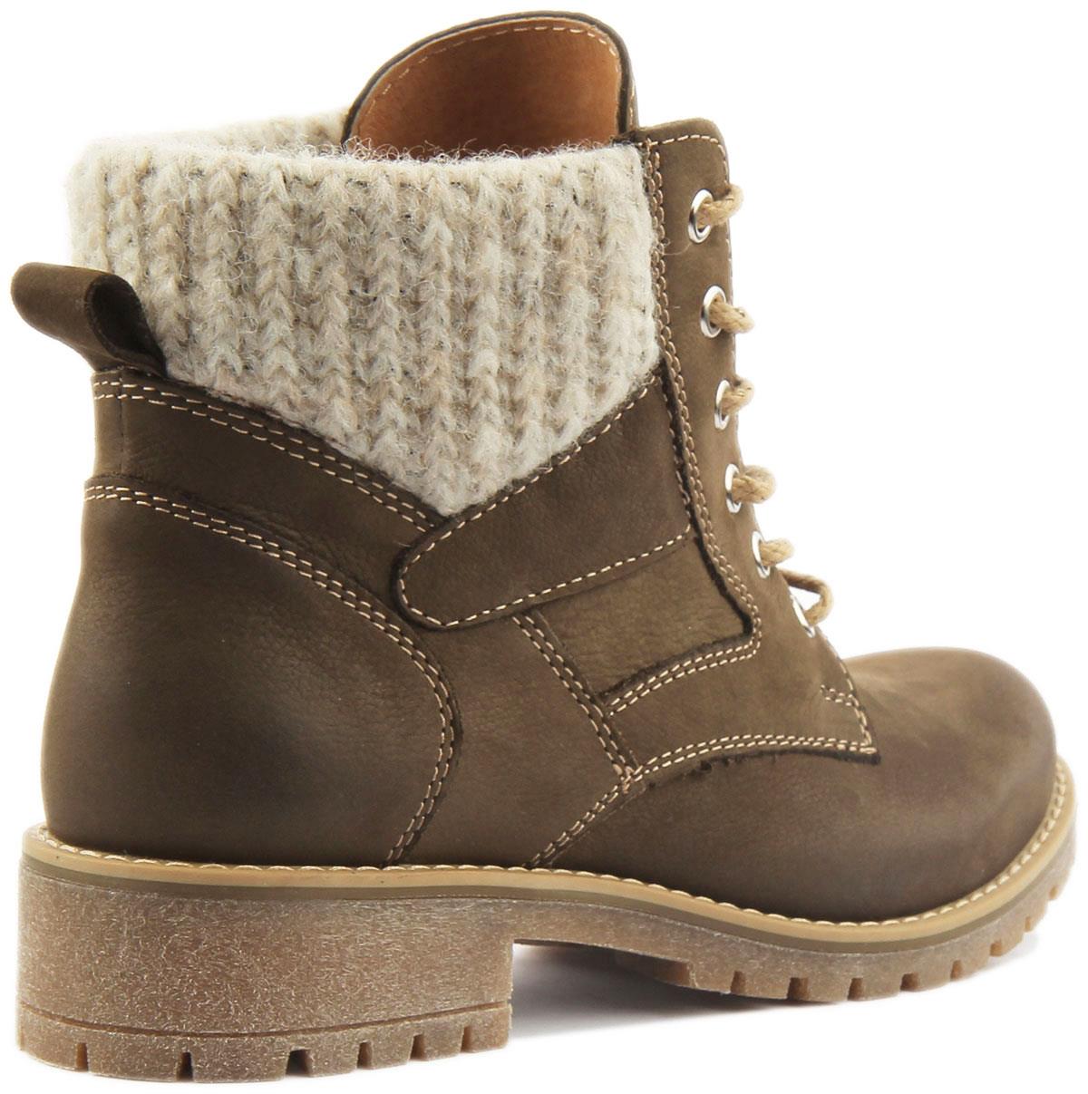Botas de senderismo Justin Reece England Sophia de cuero para mujer en oliva talla UK 3-8 - Imagen 9 de 12