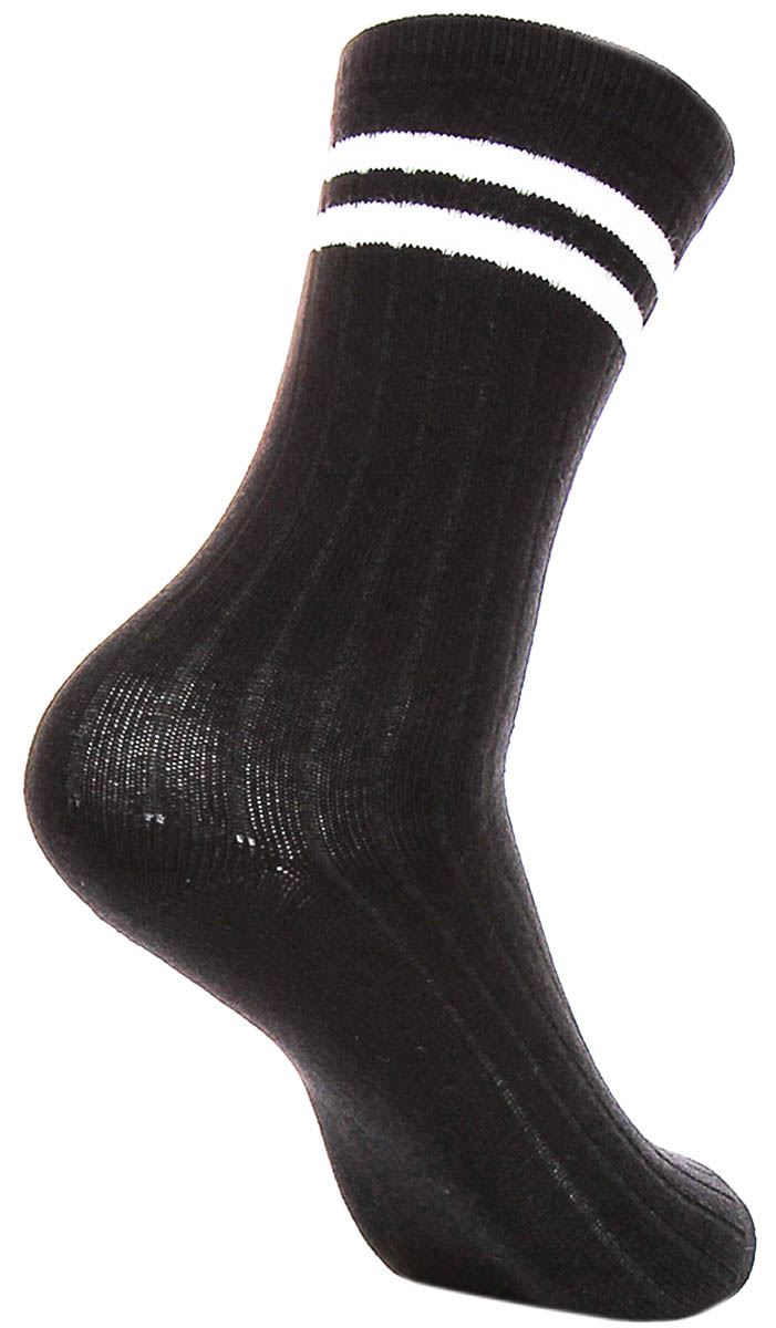 Justinreess England 2P Stripe Cotton Wear Womens Socks In White Black One Size - Picture 4 of 37
