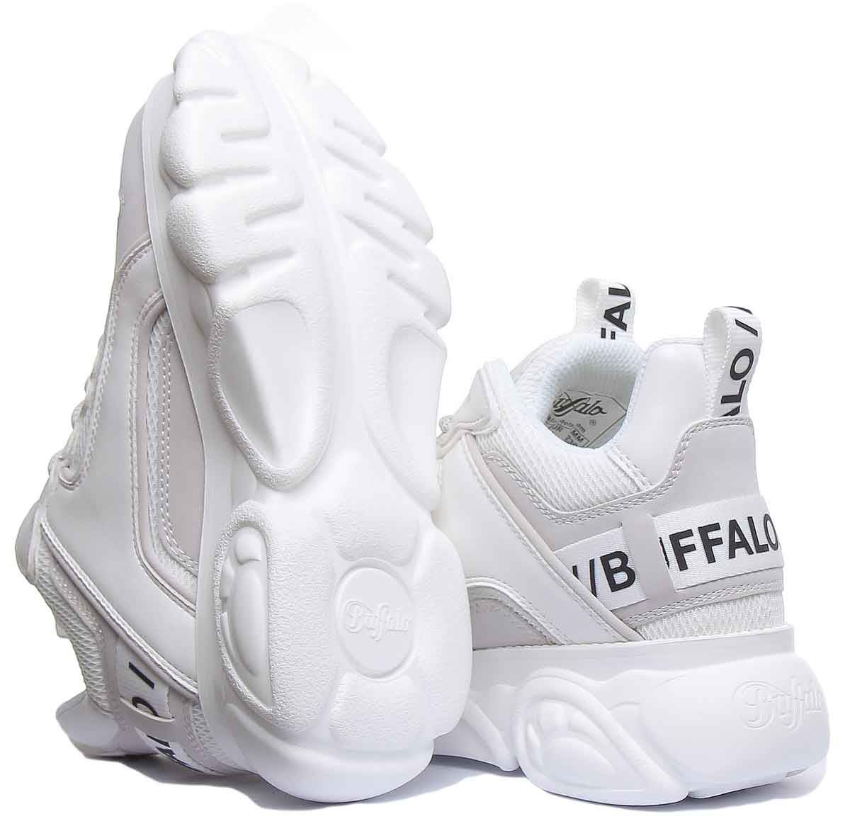 thumbnail 10  - Buffalo Cld Chai Vegan Chunky Sole Lace Up In White Size Uk 3 - 8