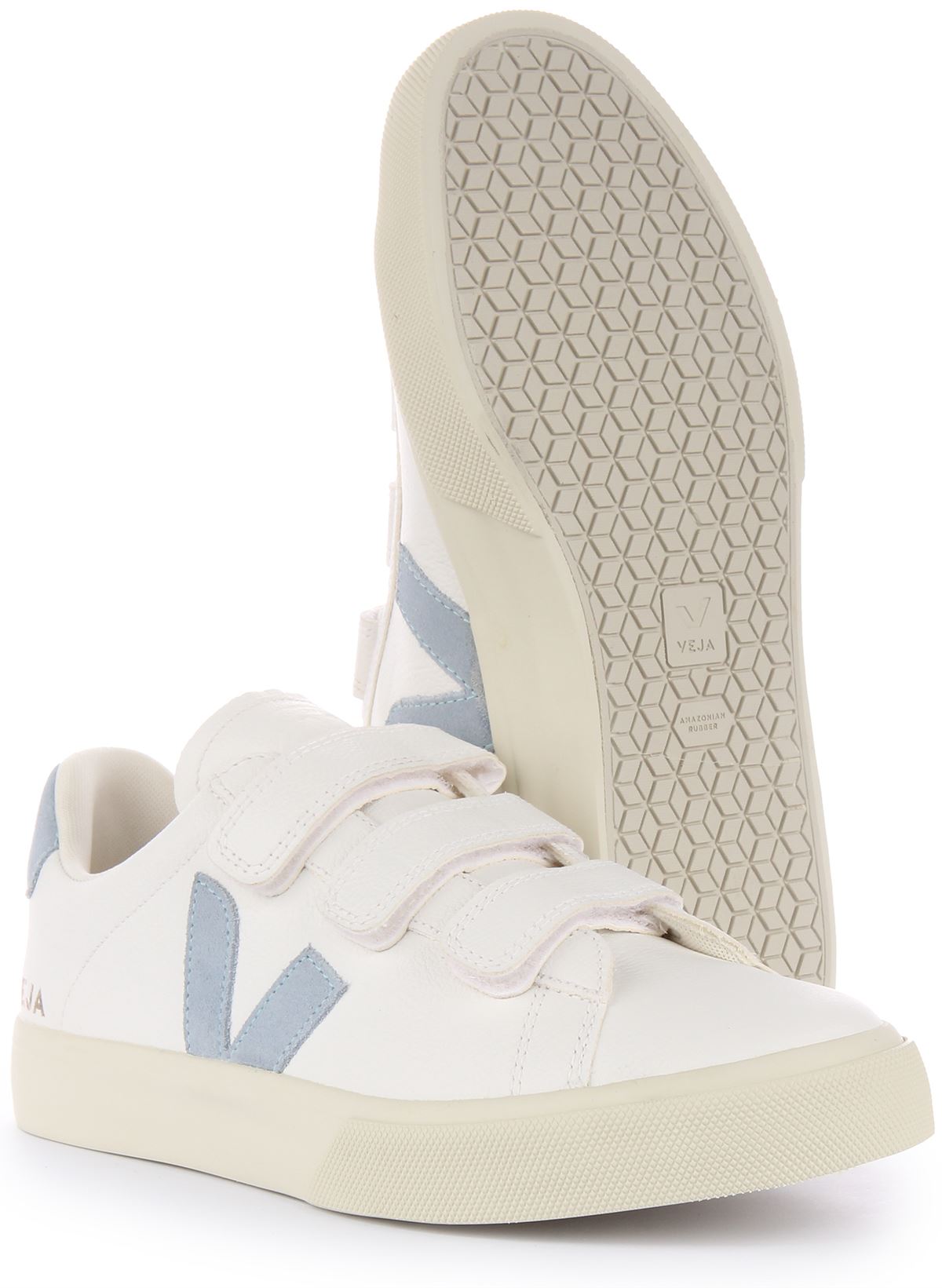 Veja Recife Chrome Free Suede Triple Strap Sneaker White Blue