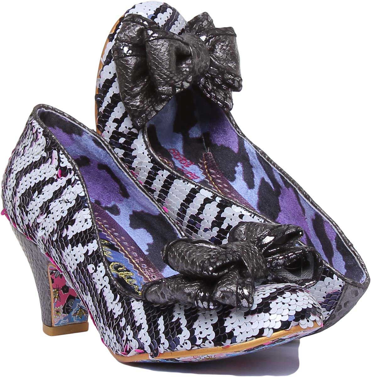 Irregular Choice Lady Ban Joe Pailletten Tierdruck in rosa weiß Größe UK 3 - 8 - Bild 11 von 12