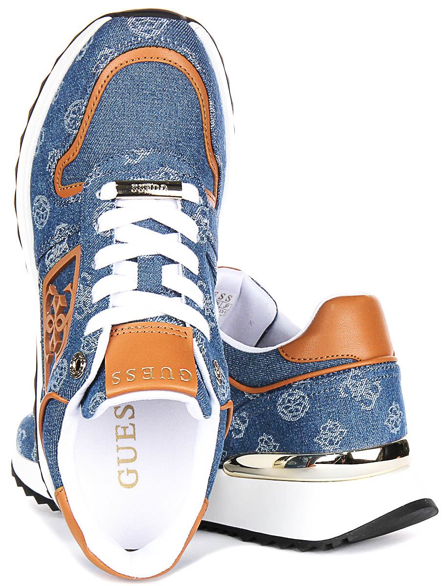 Guess Koyaa Denim 4G Peony Logo Womens Sneaker In Blue US -10