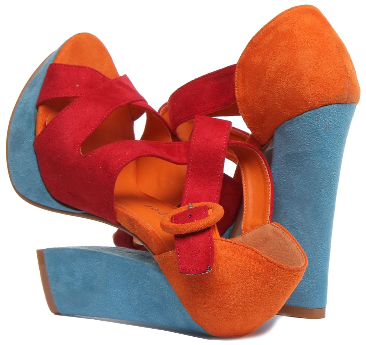 Sandalia de plataforma de tacón de bloque multicolor para mujer dama talla REINO UNIDO 3 - 8 - Imagen 11 de 18