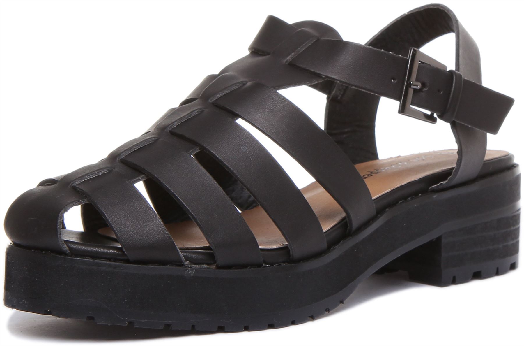 Hilary ausgeschnittener Damen-Gladiatorschuh in schwarz Größe UK 3 - 8 - Bild 9 von 15