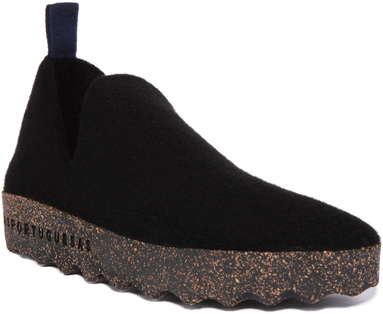 Asportuguesas City Herren Slipper Wollfilzschuhe in schwarz Mono Größe UK 7 - 12