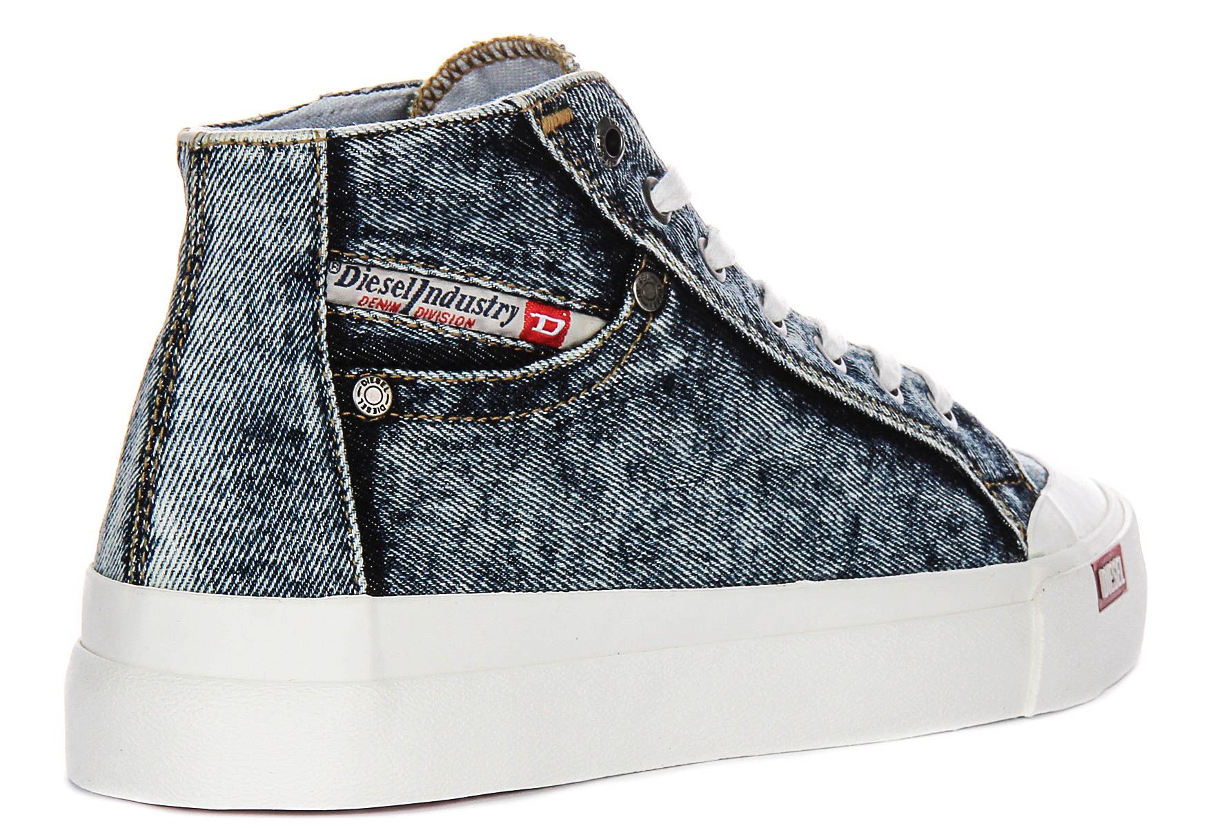 Diesel D-Velows Mid Lace Denim Distressed High Top Sneakers Men’s 9.5 Y2K Grunge Diesel Distressed Denim. ?? main image 3