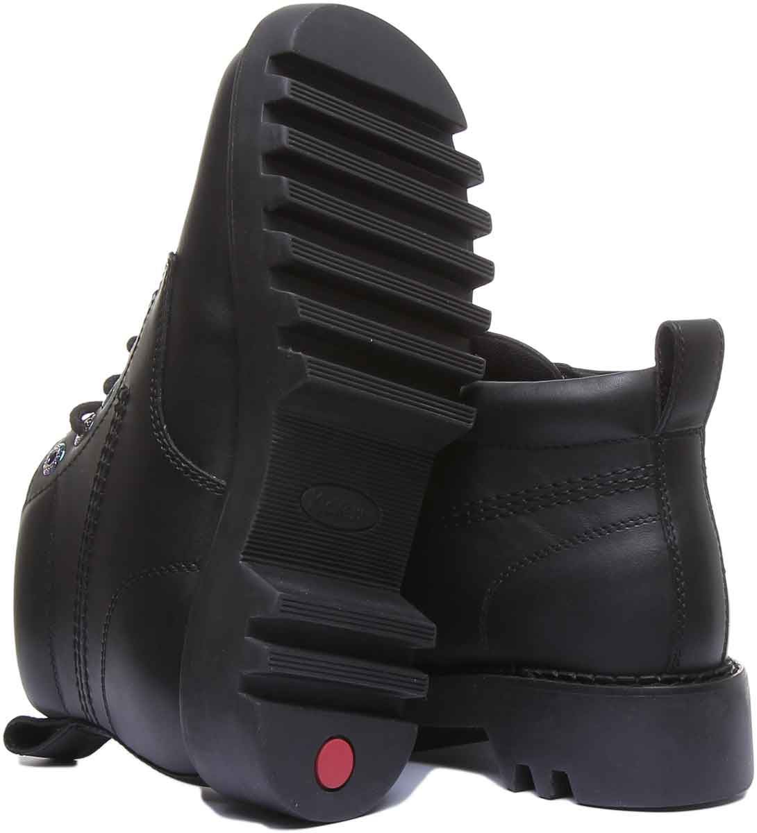 KICKERS Kizziie Hi Mujer Cordones Botín de Piel en Negro Charol Talla UK 3- 8 - Imagen 5 de 13