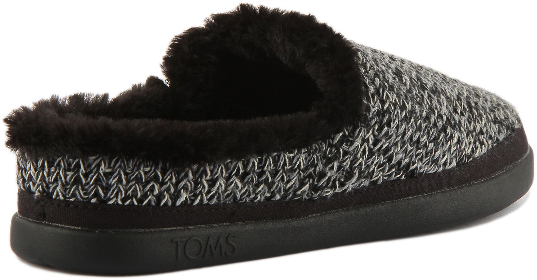 Toms Sage In Black Cozy Fur Lined Slipper knitted Warm Slipper Size UK 3 - 8 - Picture 9 of 12