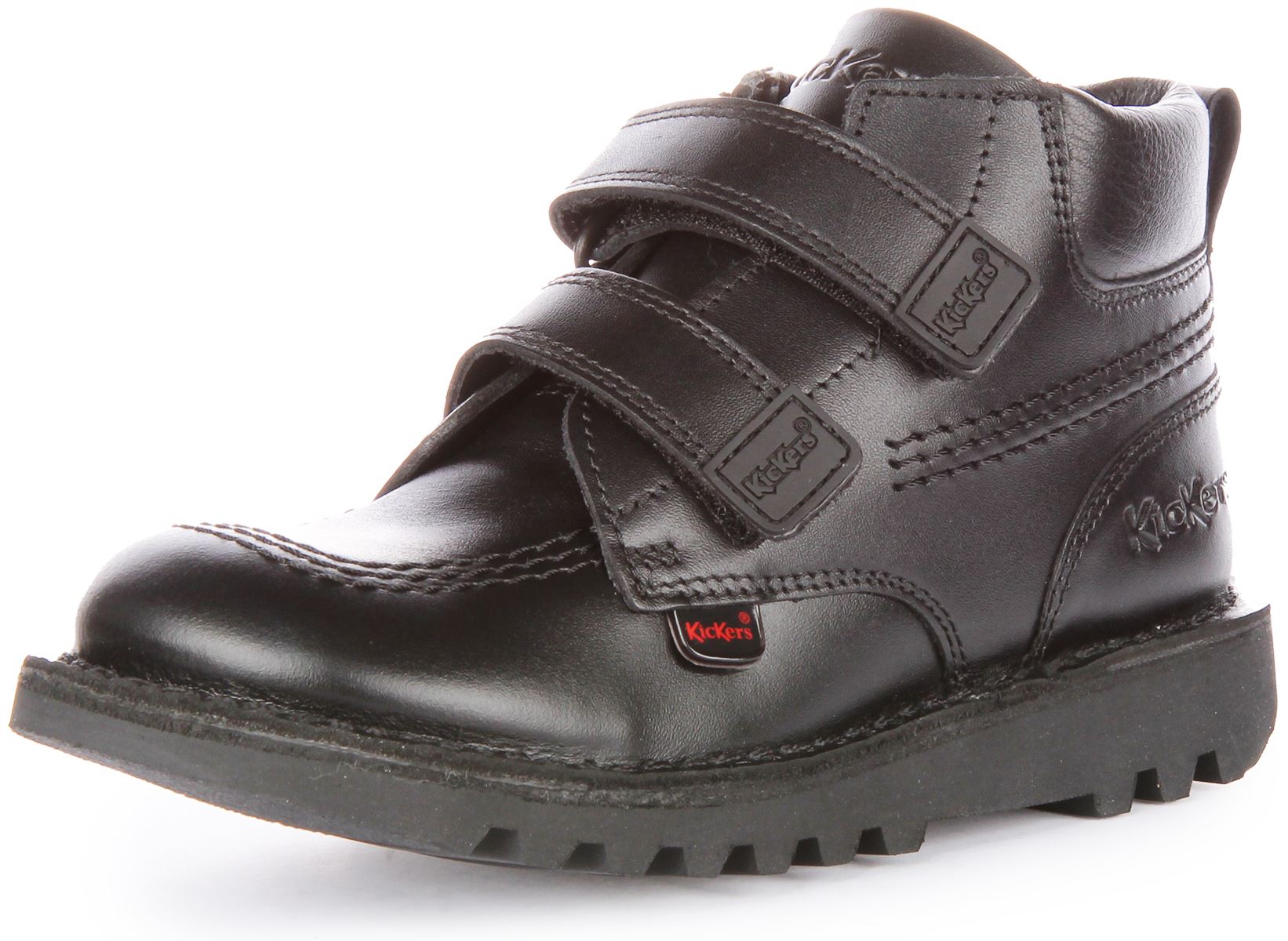 Kickers 1 17307 Hi Roll Leather Dual Strap School Boys Shoes Black UK 8 - 12 - Picture 12 of 12