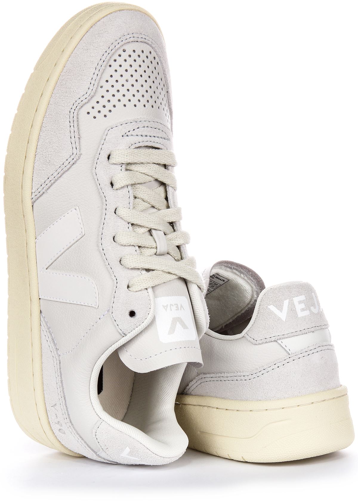 Veja V 90 Leder Wildleder Panel Schnürung Retro Trainer hellgrau Damen UK 3 - 8 - Bild 10 von 12