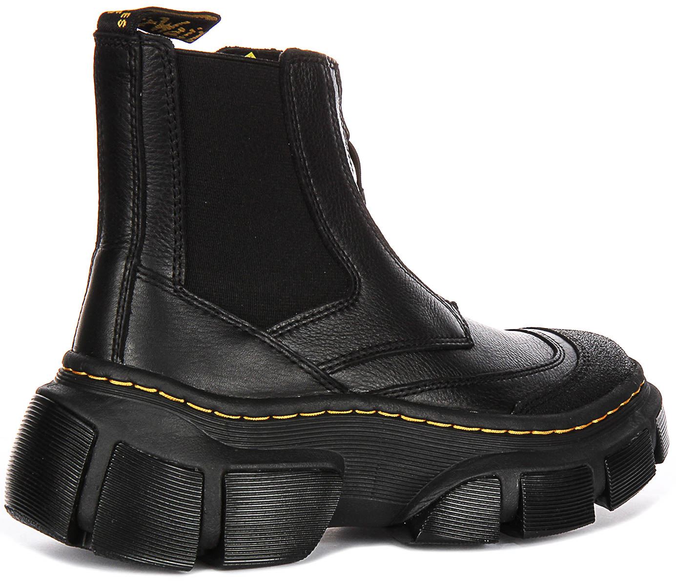 Dr Martens Big Sole Front Zip Leather Chelsea Unisex Boots In