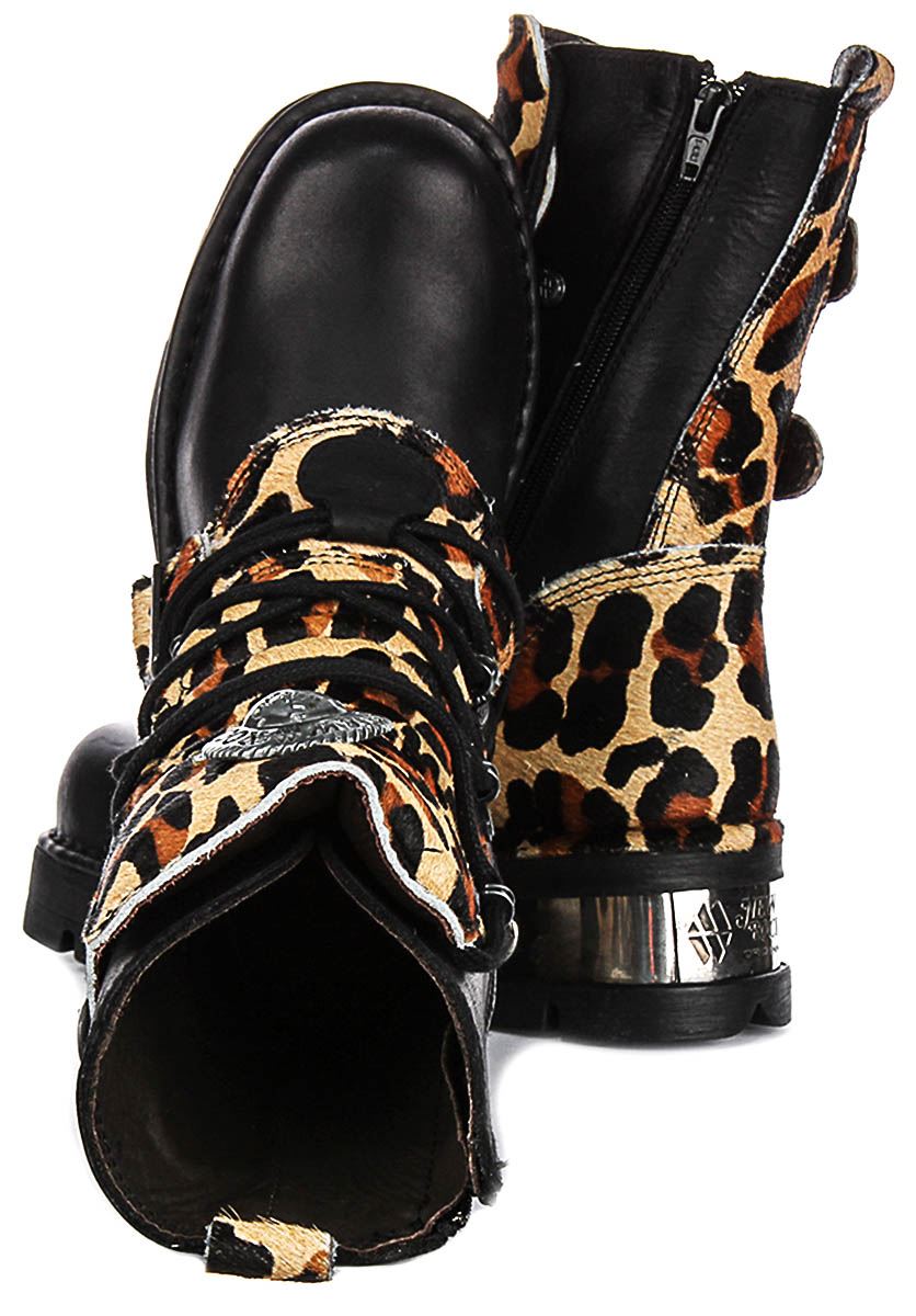 靴 rare newrock archive boots size42 Newrock 591 Reactor 90s Animal Print 4 Buckle Womens Boot In