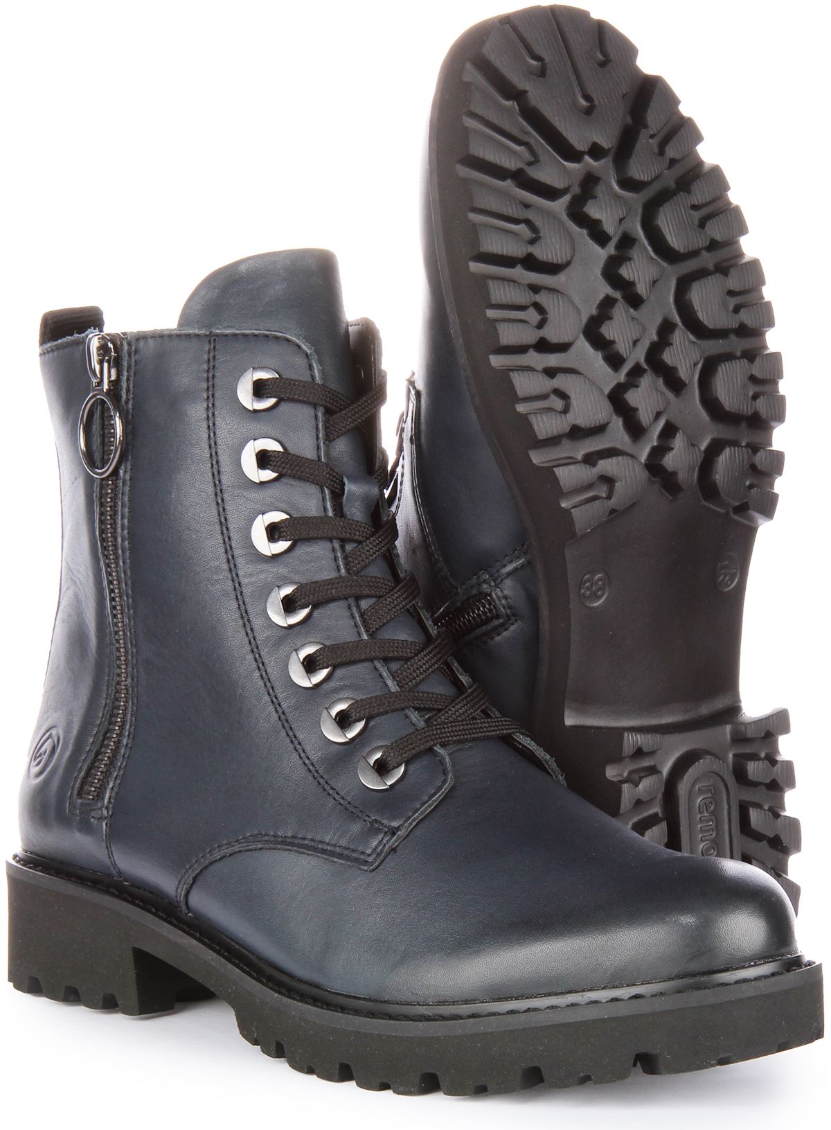 Remonte D8671-14 Ethylene Vinyl Zip Lace Up Ankle Boot Navy Womens US 6- 10 - Picture 11 of 12
