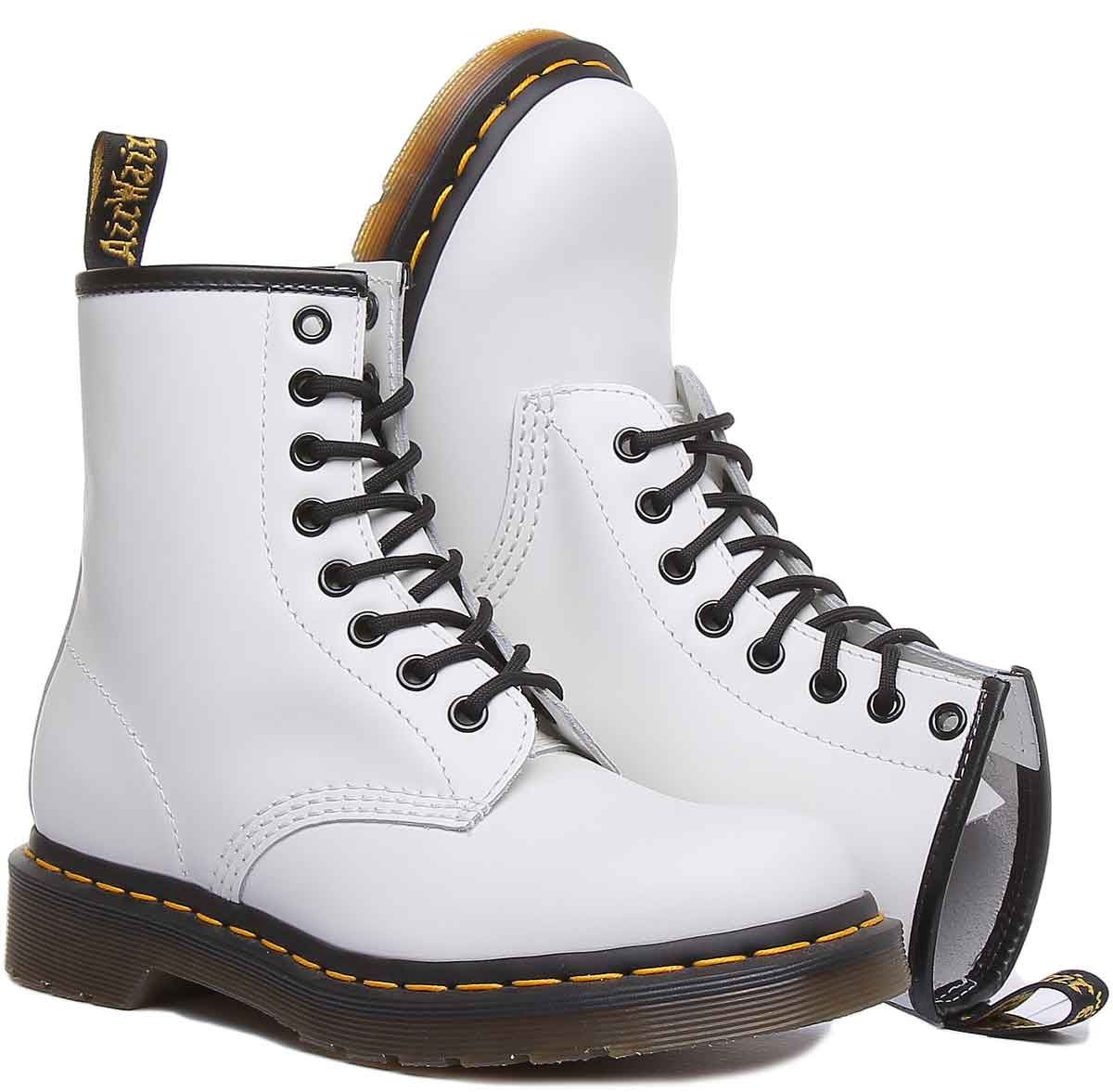 DR MARTENS 1460 Lisse Femme Lacet Bottines Cuir Cheville Blanc Taille UK 3 - 13 - Picture 11 of 12