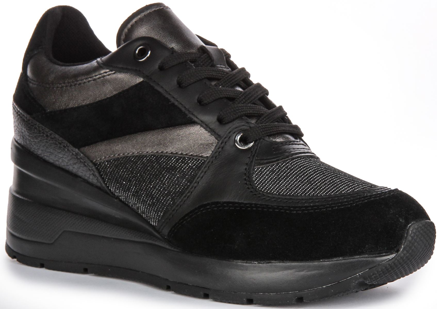 Geox D Zosma A Sparkle Internal Wedge Womens Sneakers Black