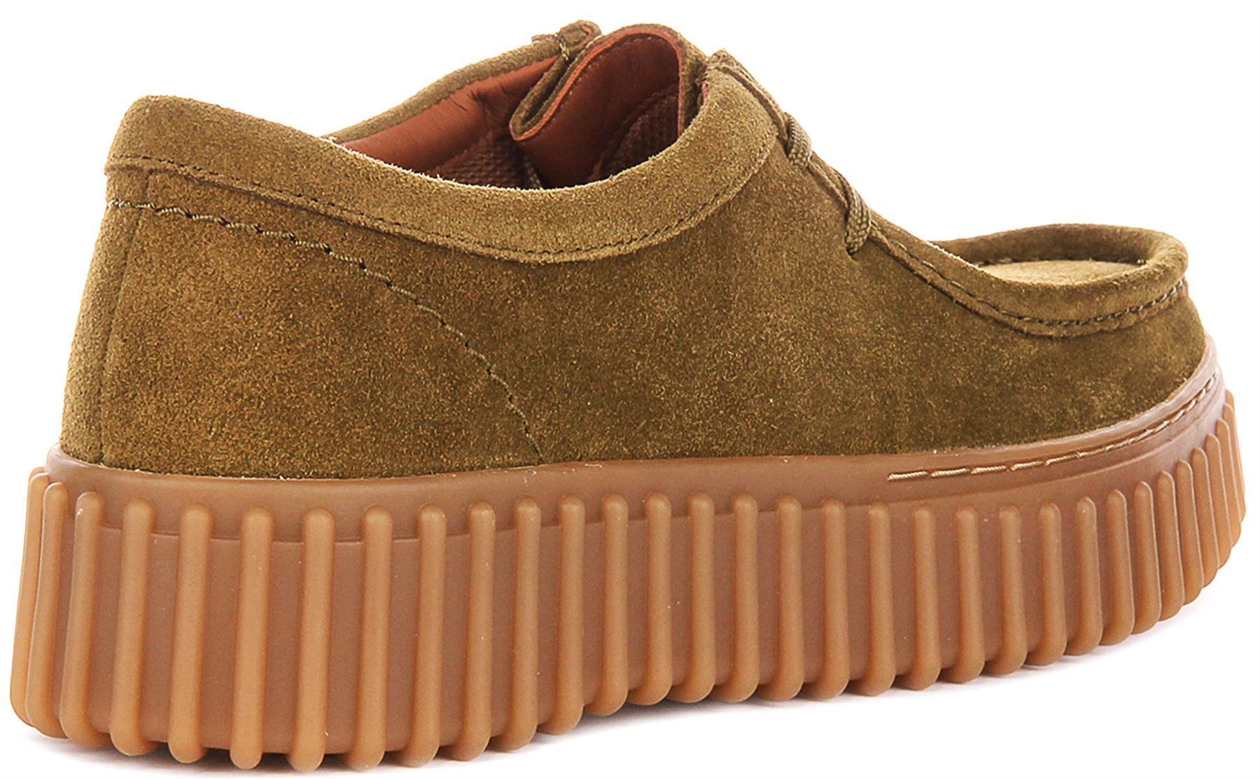 Clarks Torhill Bee Chunky Suede Lace Up Moccasin Womens Shoe In Olive US 6 - 11 - Picture 10 of 19