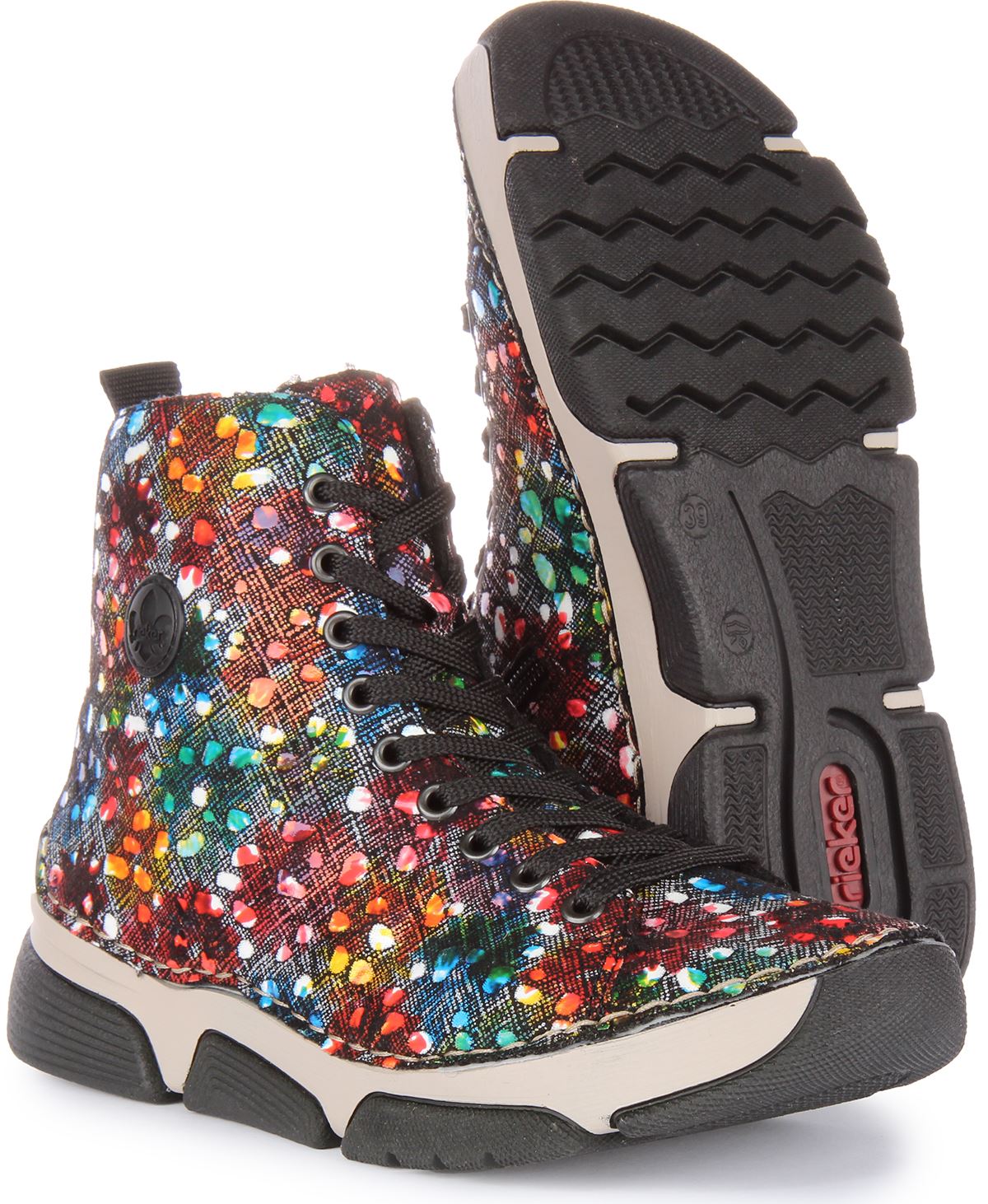 Rieker 45910-90 Hi Top Lace Up Ankle Boot Multi Colour Womens UK 3 - 8 - Picture 11 of 12