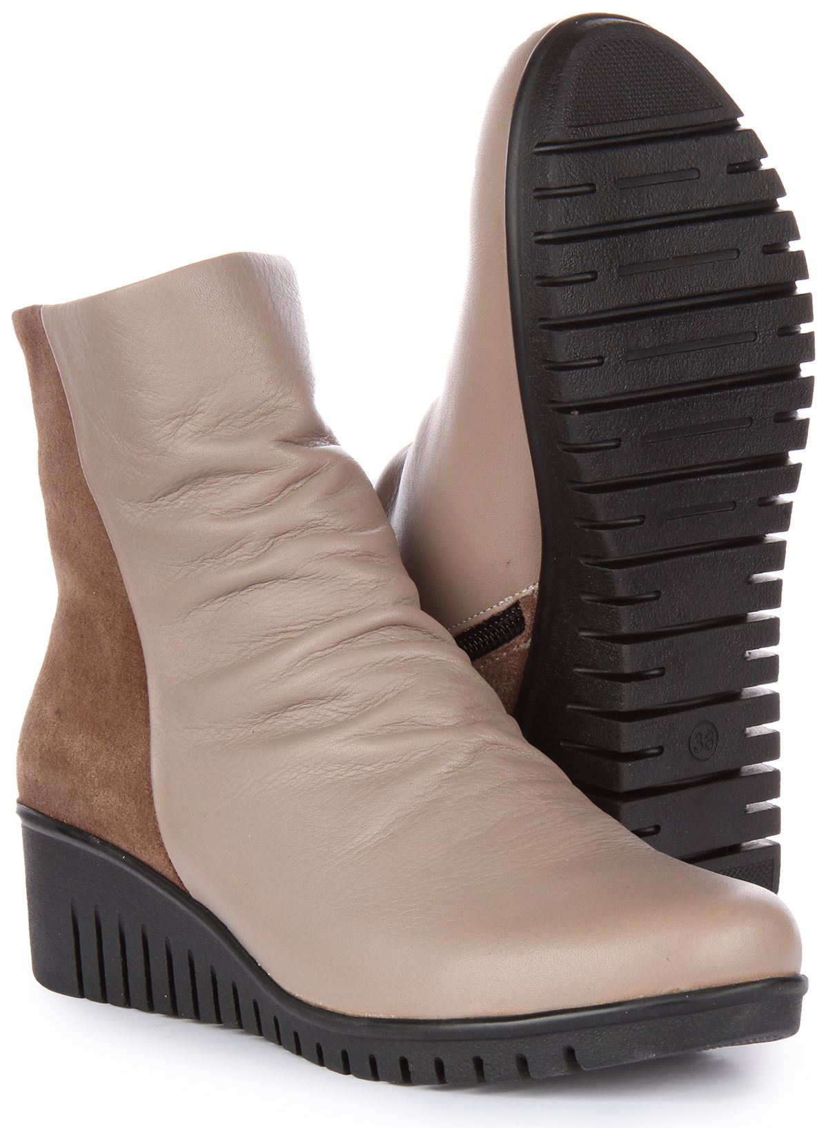 Justinreess England Suede Side Zip Comfort Boot Stone Womens UK 3 - 8 - Picture 9 of 12