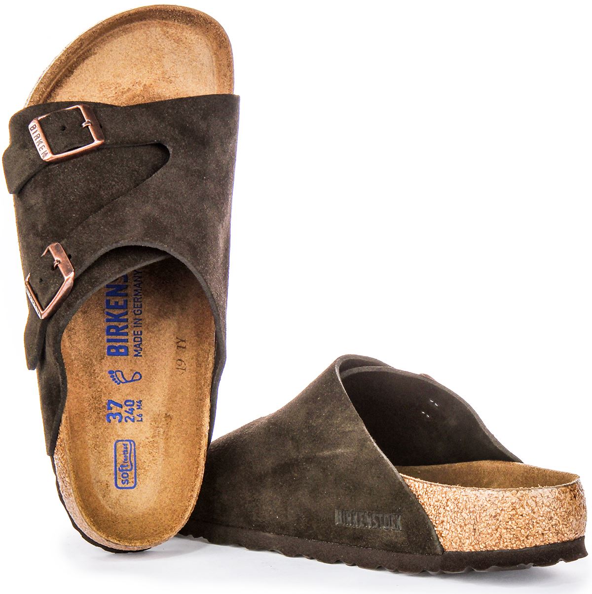 Birkenstock Zurich Sfb Wide Strap Genuine Suede Womens Slippers