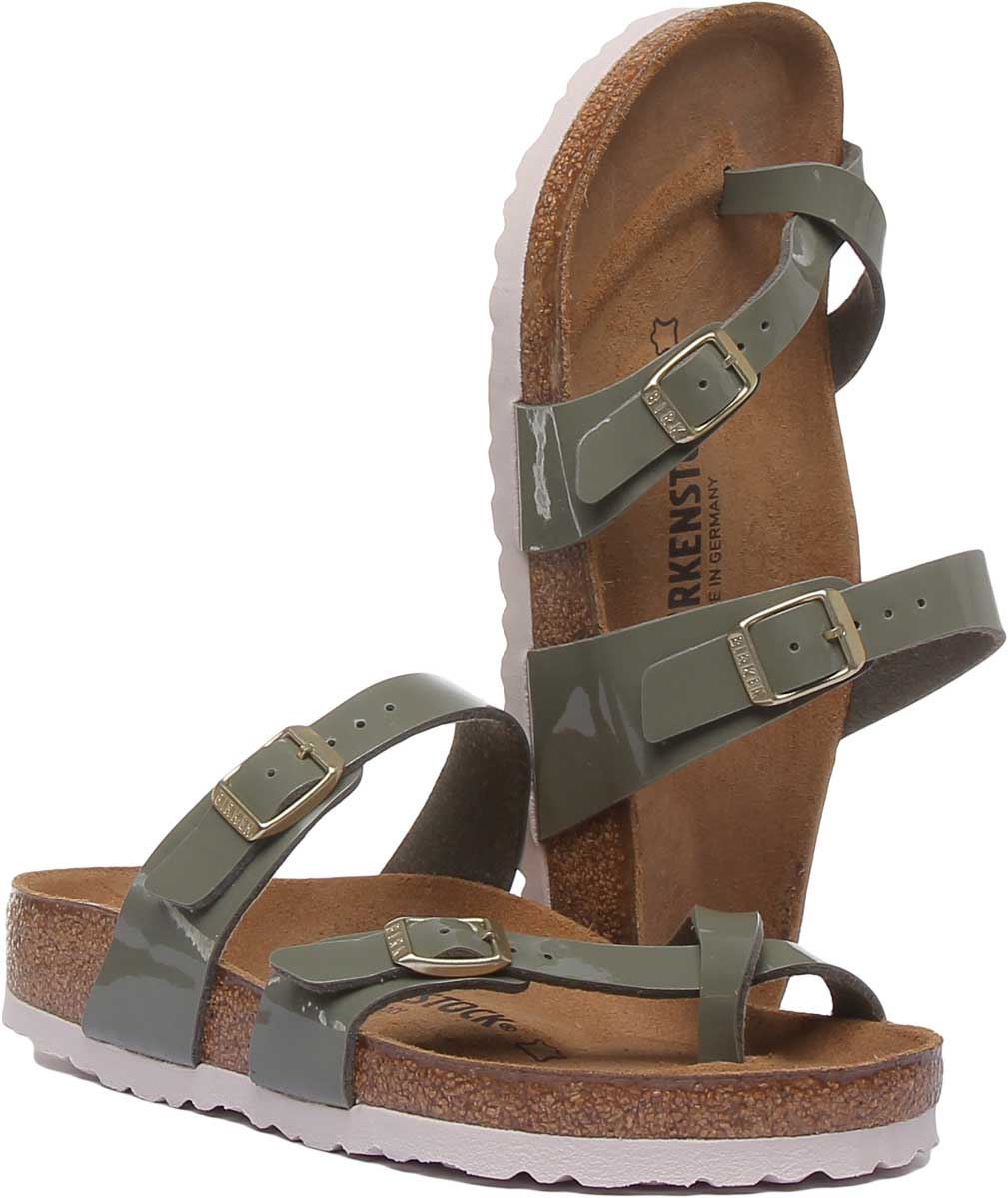 Birkenstock Mayari Patent Birko Flor Sandal In Khaki Size Uk 3 - 8 | eBay