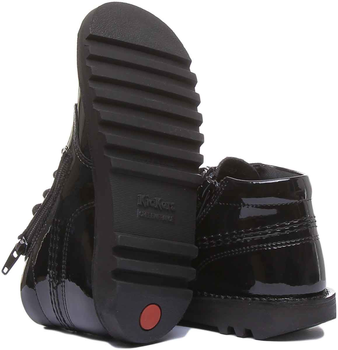 Kickers Kick Hi Zip Core Lace With Side Zip In Black Patent