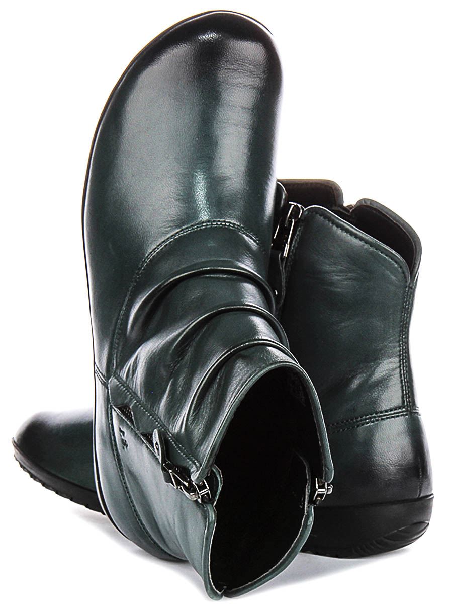 Josef Seibel Naly 24 bequeme Damen-Lederstiefeletten grn gerafft Reiverschluss UK 5 8 22990₽