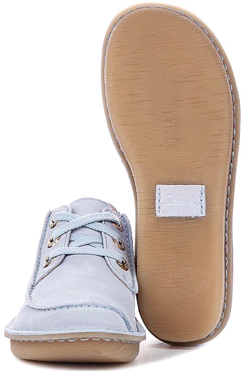 Clarks Funny Dream Vintage Stitch Lace Up Womens Trainer In Light Blue UK 6 - 11