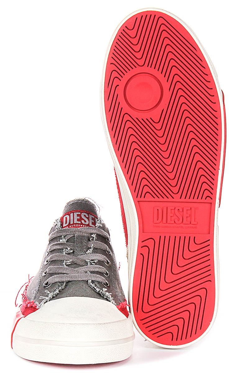 Diesel S D Verse Low Frayed Lace Canva Mens Sneakers In Grey