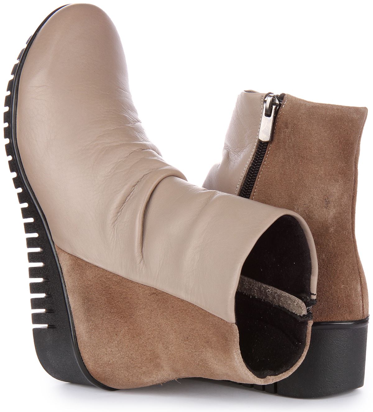 Justinreess England Suede Side Zip Comfort Boot Stone Womens UK 3 - 8 - Picture 11 of 12