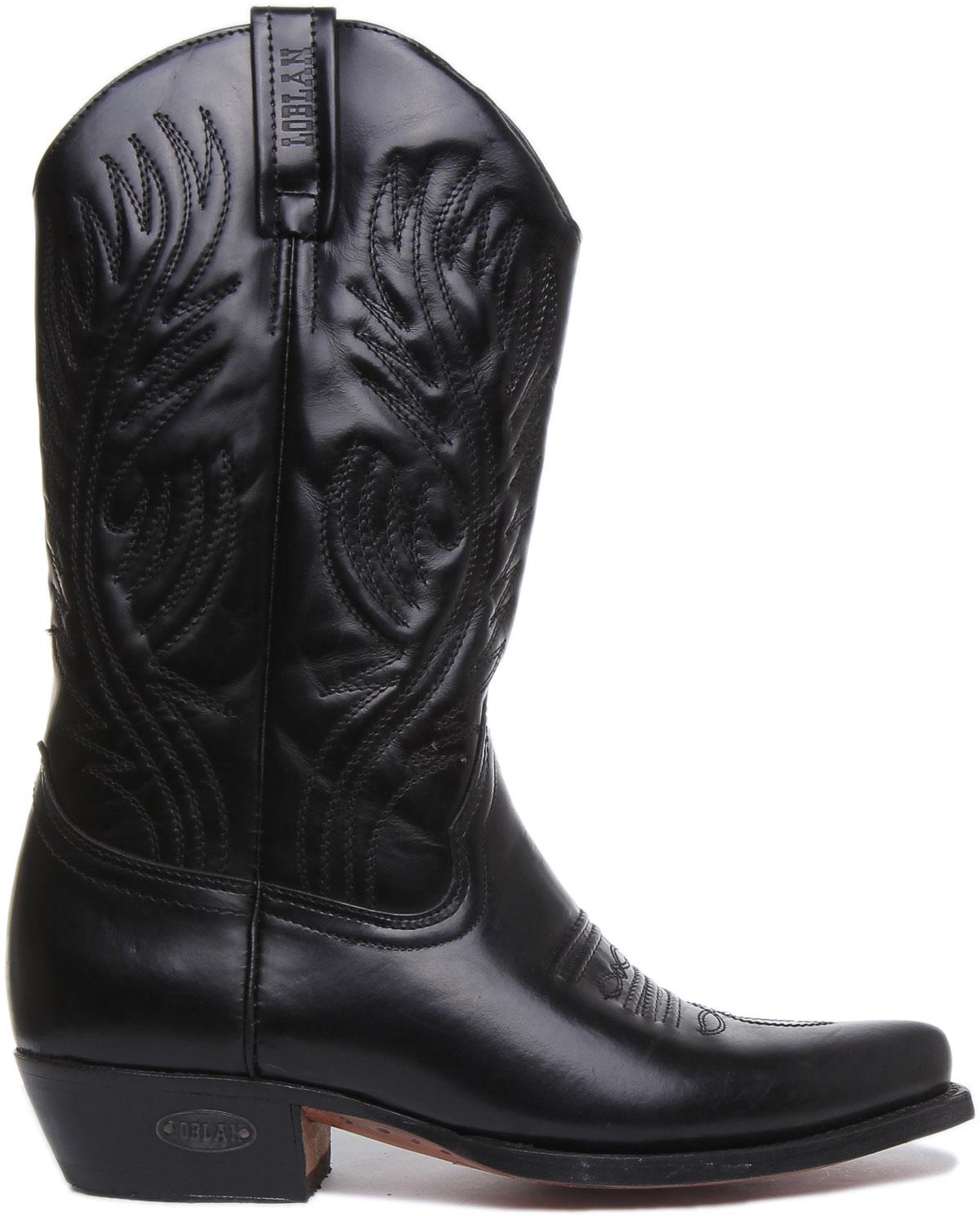 Loblan 194C Long Cowboy Boot In Black Shiny Size UK 36- 46 - Picture 13 of 29