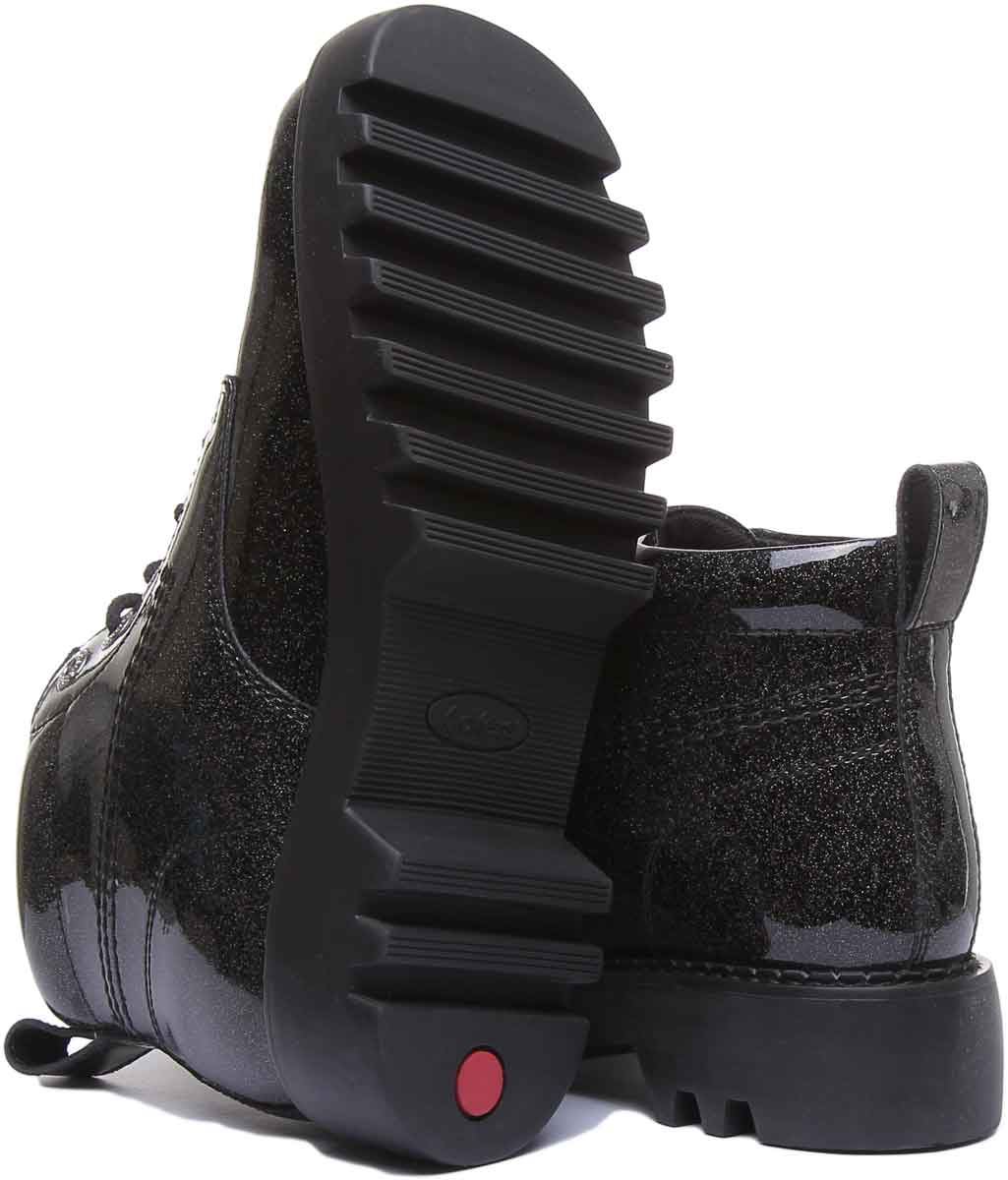 KICKERS Kizziie Hi Mujer Cordones Botín de Piel en Negro Charol Talla UK 3- 8 - Imagen 11 de 13