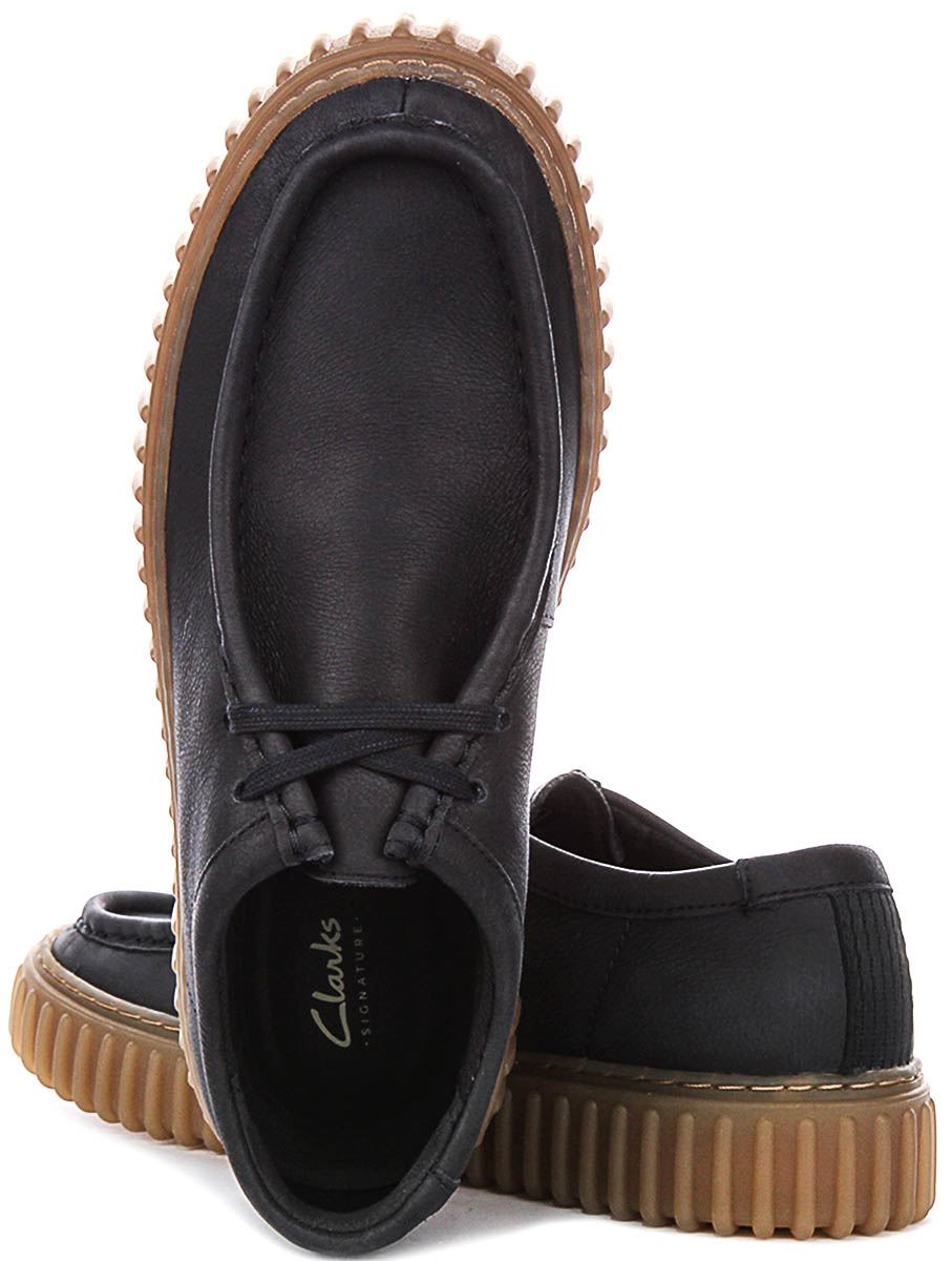 Clarks Torhill Lo Ribbed Leather Laced Mens Casual Shoes in Navy