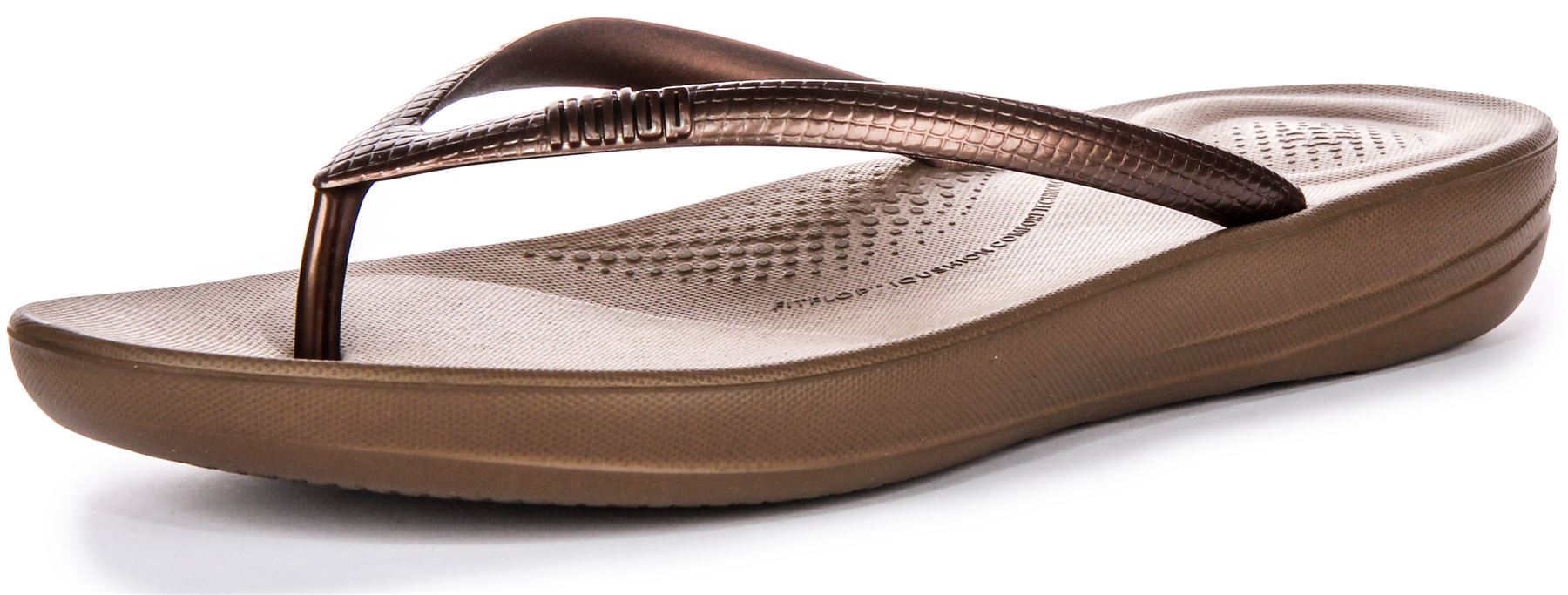 Sandalia Fitflop Iqushion ergonómica de espuma de aire de alto rebote para mujer bronce Reino Unido 5-11 - Imagen 13 de 37
