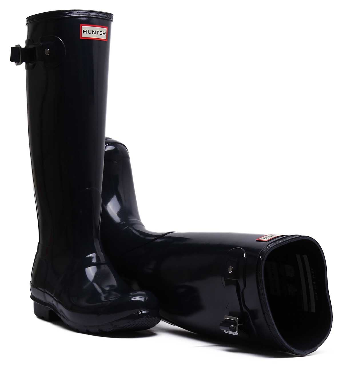 Hunter Mujeres Alto Brillo Mujer Botas Negras Talla US 5-11 - Imagen 12 de 13