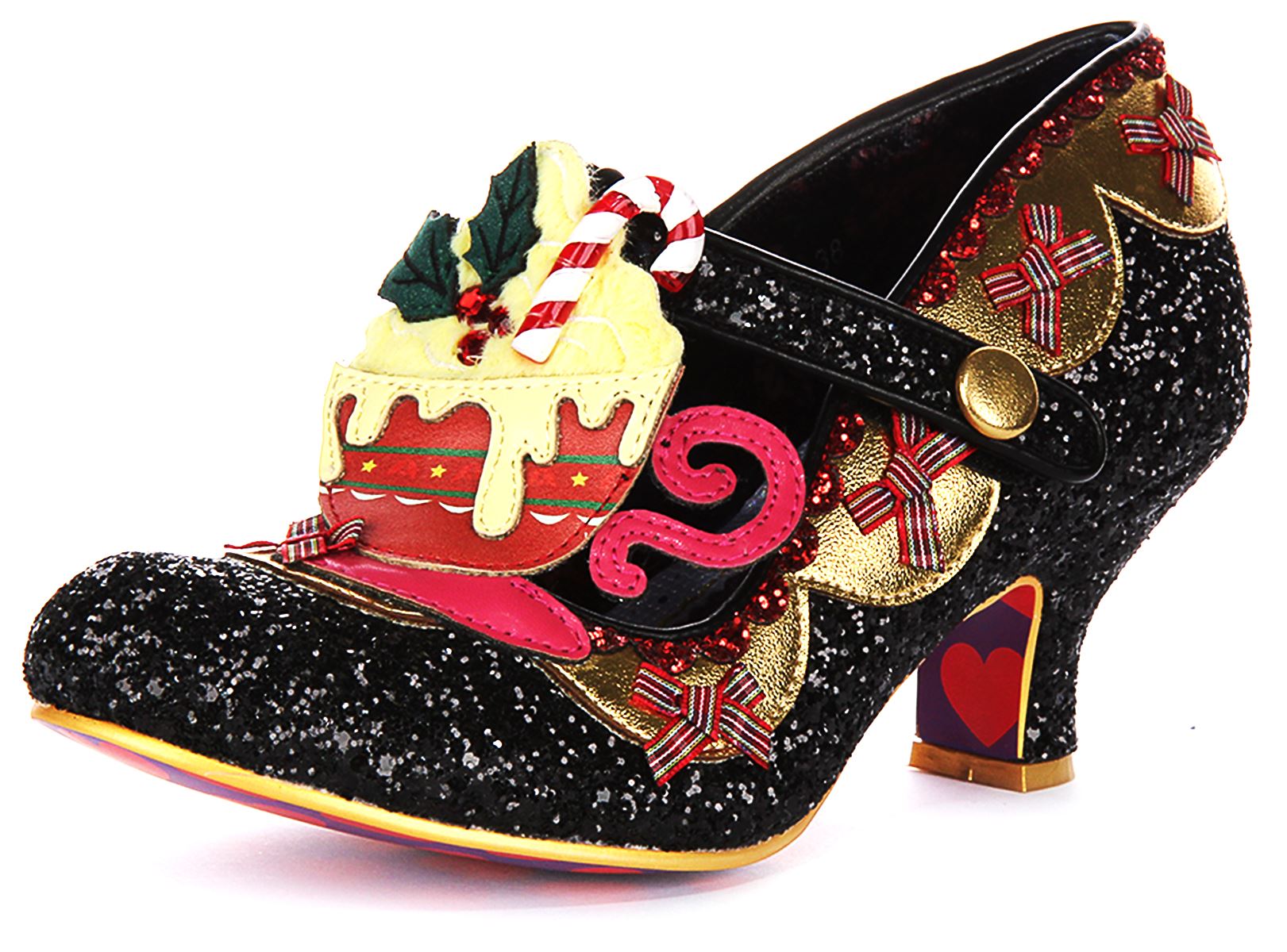 Irregular Choice Eggcellent Evening Glitter Womens Heels Black Gold UK 3 - 8 - Picture 6 of 13