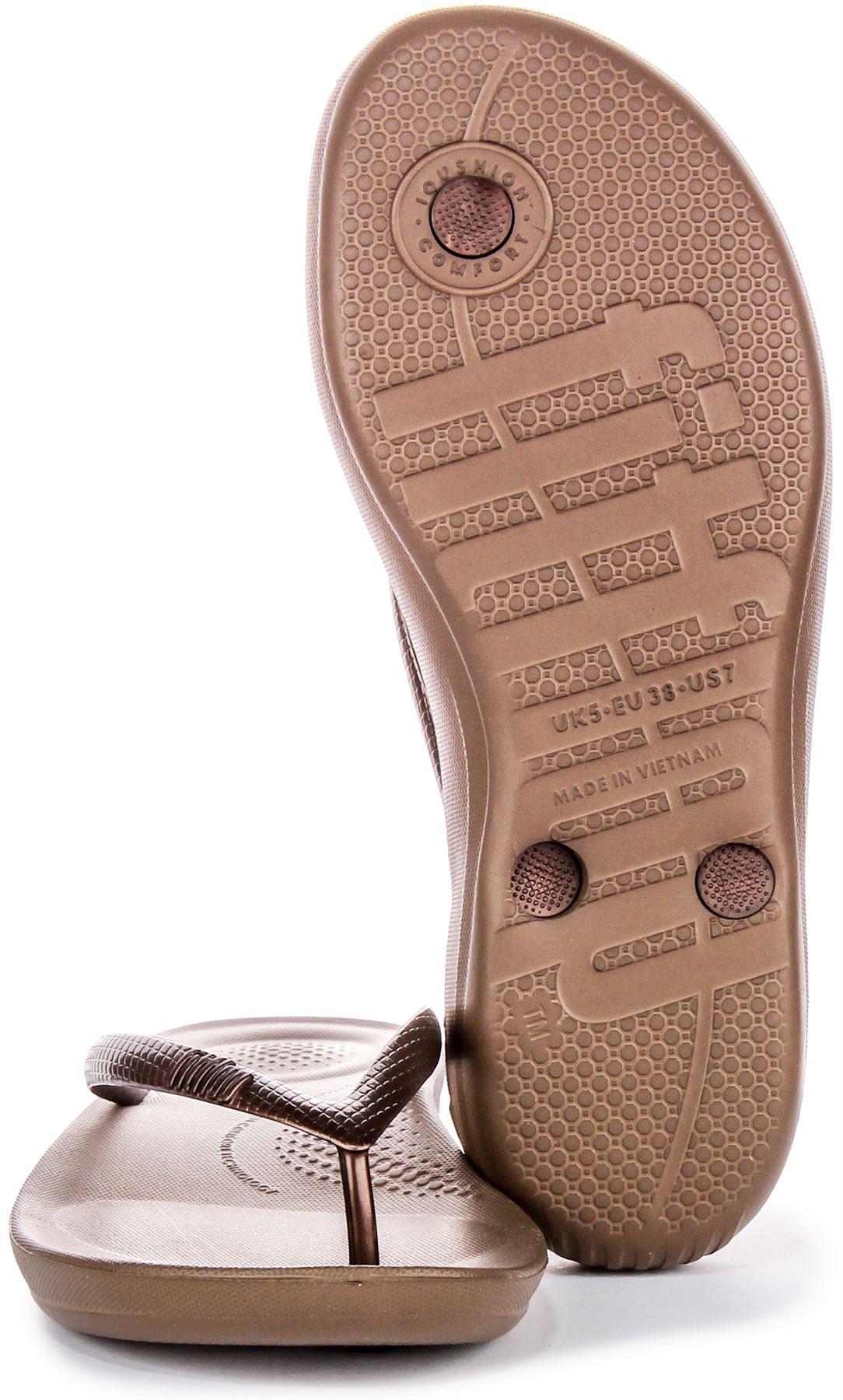 Sandalia Fitflop Iqushion ergonómica de espuma de aire de alto rebote para mujer bronce Reino Unido 5-11 - Imagen 12 de 37