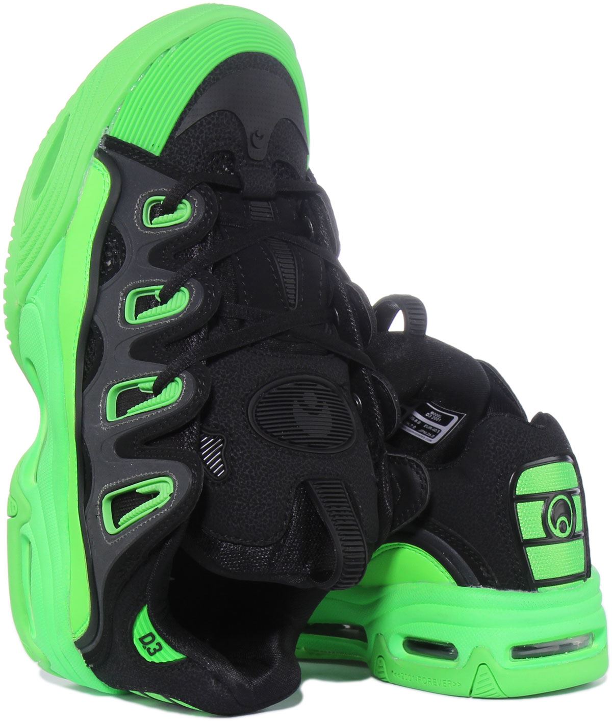 Osiris Mens D3 E Sneakers US 8 EU 40.5 Black Green Athletic EUC Osiris D3 E Shoes - black (black/charcoal/green) main image 4
