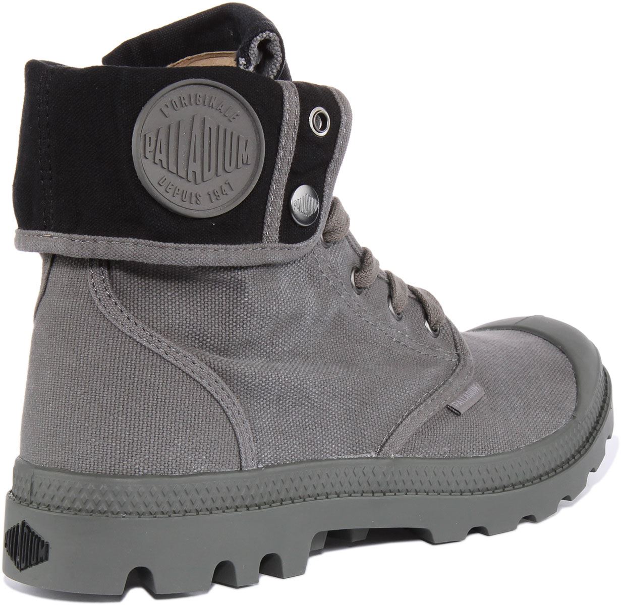 PALLADIUM Largo Uomo con Lacci Piegabile Tela Stivali IN Grigio Taglia UK 6 - 12 - Picture 9 of 12