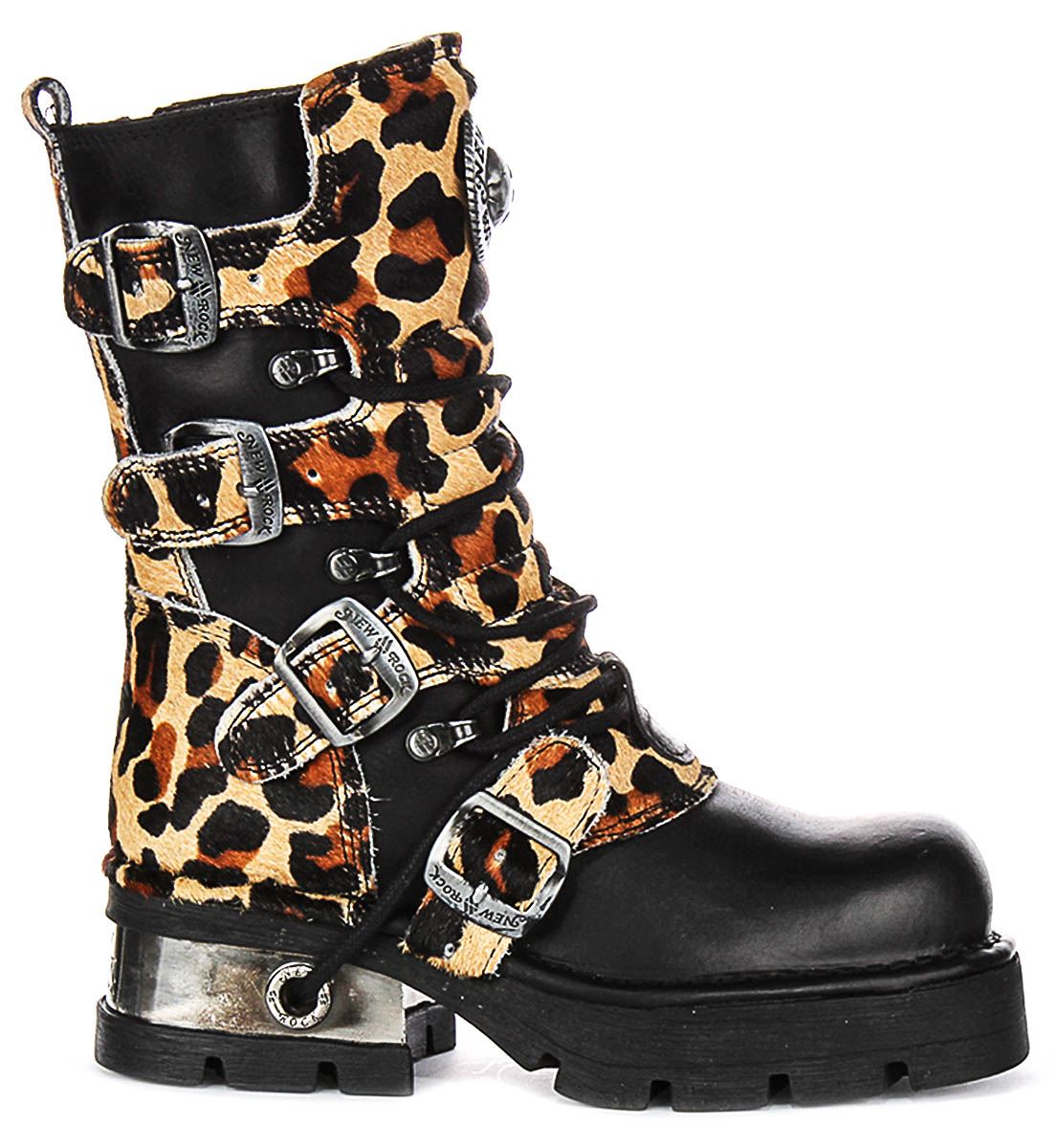 Newrock 591 Reactor 90s Animal Print 4 Buckle Womens Boot In