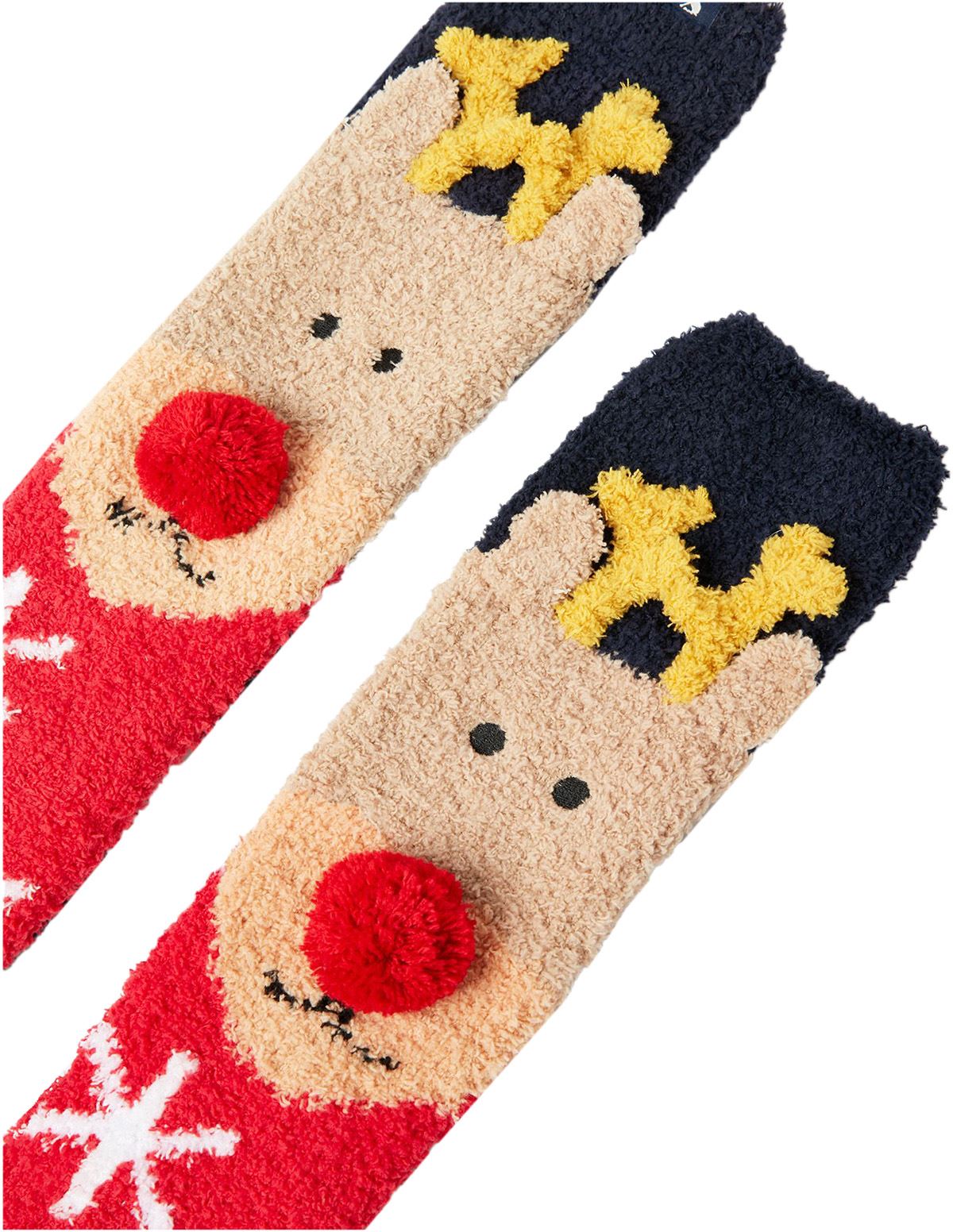 Joules Festive Fluffy In Reindeer Warm Red Unisex Multi Size UK One Size - Picture 6 of 6