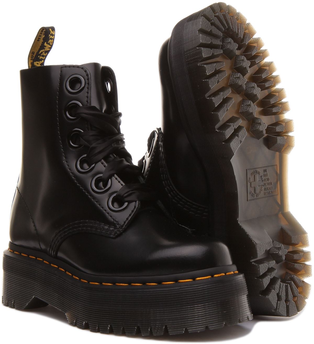 Dr Martens Molly 6 Eye Platform Sole Womens Sneaker In Black