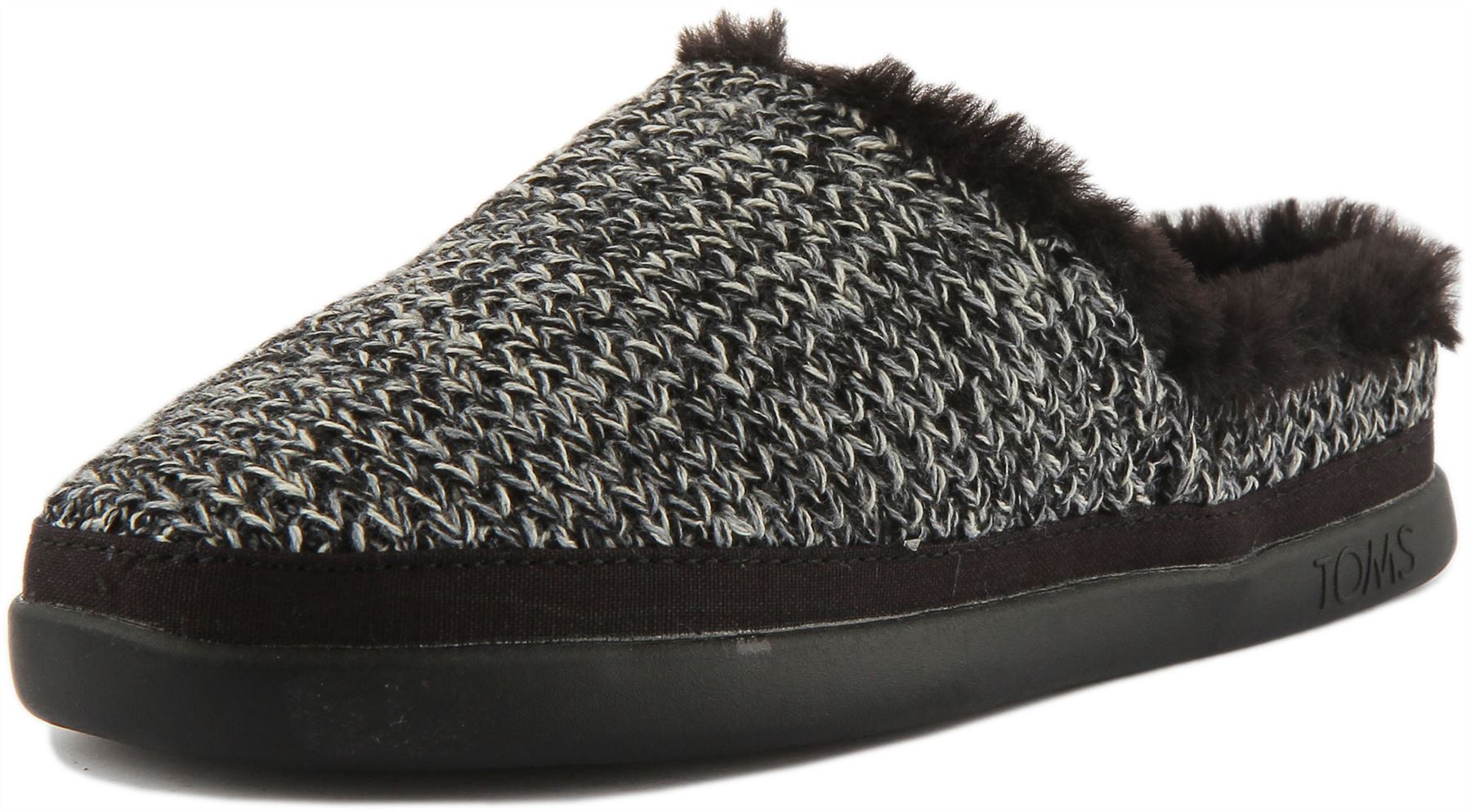 Toms Sage In Black Cozy Fur Lined Slipper knitted Warm Slipper Size UK 3 - 8 - Picture 12 of 12