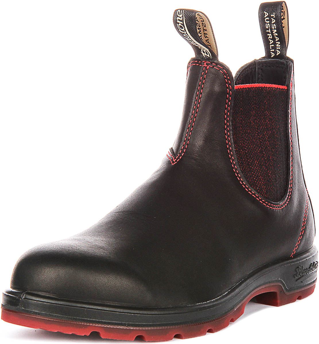 Blundstone 2342 Elastic Lug Chelsea Leather Mens Boot Black Red UK 7 - 12