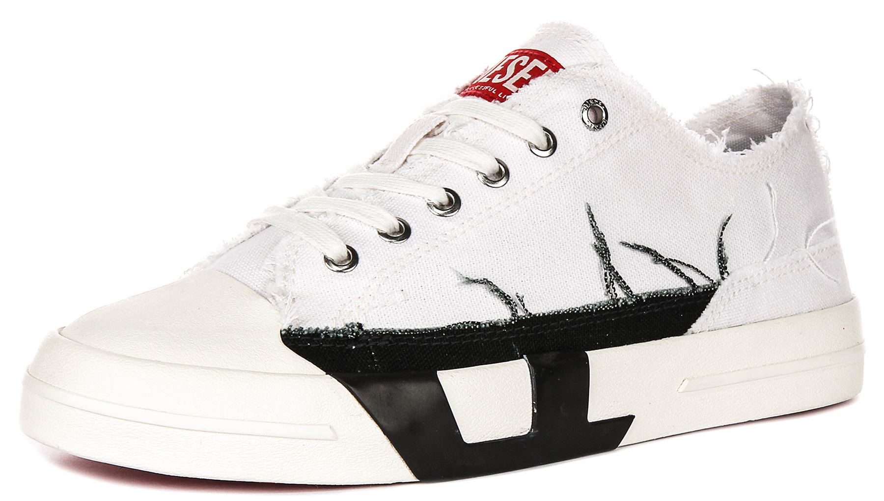 Diesel S D Verse Low Frayed Lace Canva Mens Sneakers In Grey