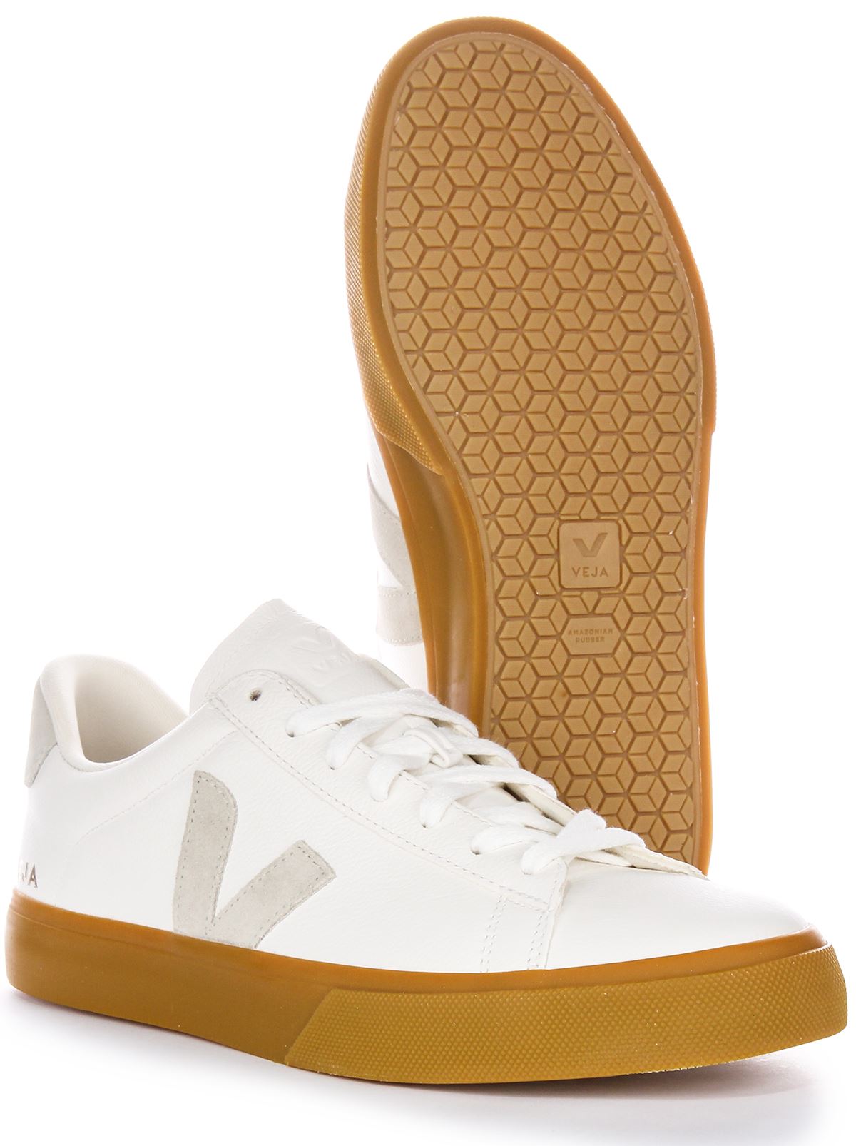 Veja White Campo Sneakers Lace Up Leather Upper Gum Rubber Soles Sz 10 Mens CAMPO LEATHER WHITE CALIFORNIA | VEJA main image 2