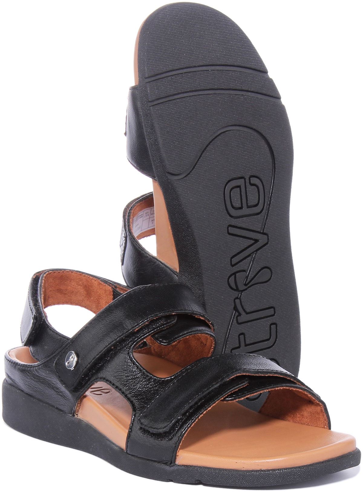 Strive Aruba Womens Back Strap Summer Leather Sandals In Black  display picture 1