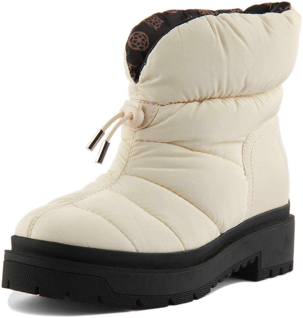 Guess In Black Leeda Padded Embossed Logo Back Bootie Size UK 3