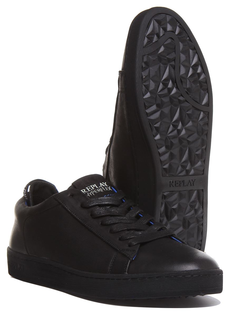 Replay Erik Mens Lace Up Low Cut Leather Sneaker In Black Size US 7 - 13 - Picture 11 of 12