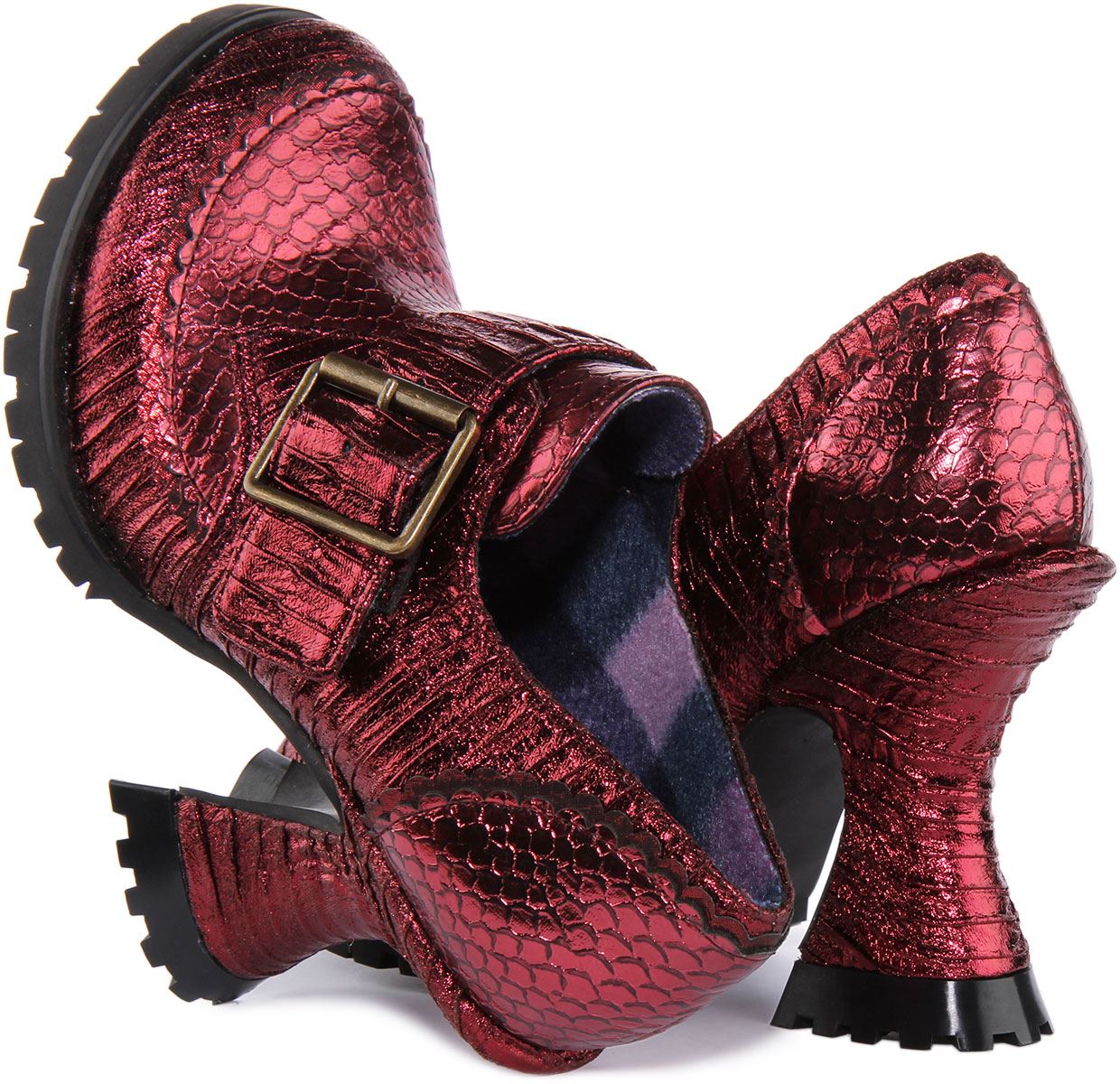 Irregular Choice Step To It Mujer Hebilla Tacón Alto Zapato Bordo Talla US 5-10 - Imagen 10 de 12