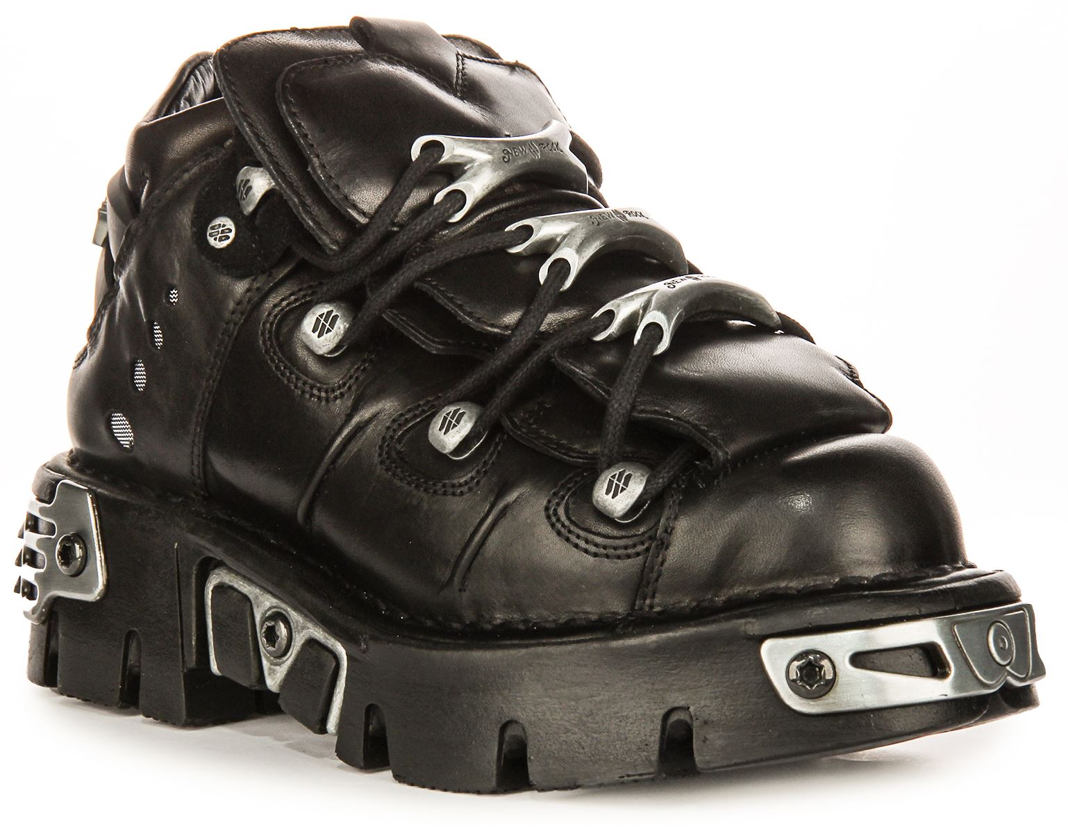 NEWROCK 106 Reaktor Leder Schnürbar Plateau Damen Trainer Schwarz EU 37-47